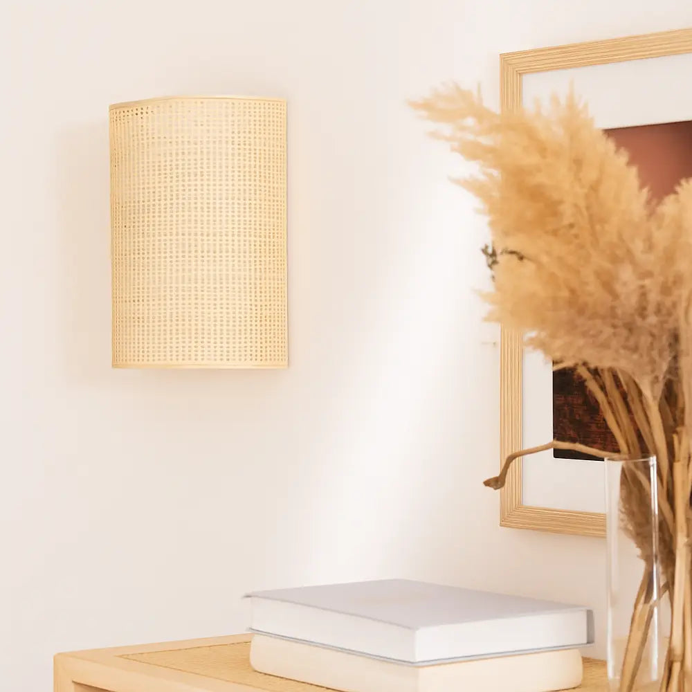 Boho Rattan Wandlampe aus Naturrattan im skandinavischen Stil – Ansicht 3