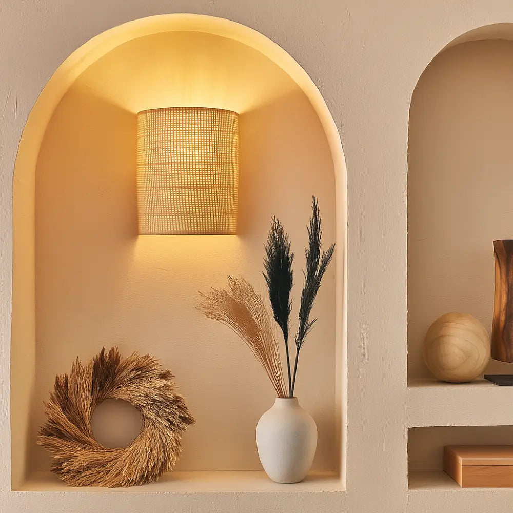 Boho Rattan Wandlampe aus Naturrattan im skandinavischen Stil – Ansicht 4