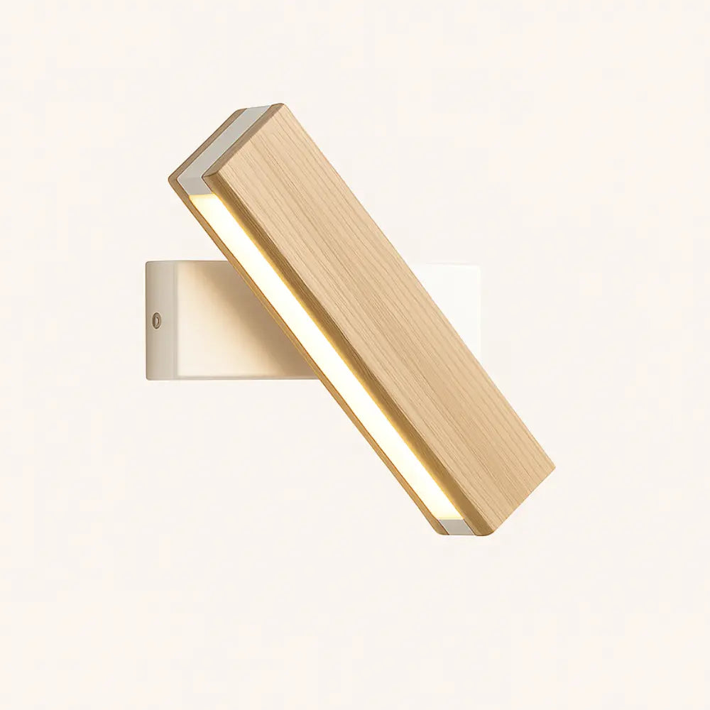 Drehbare LED Wandleuchte aus Holz im skandinavischen Minimal-Design – Ansicht 4