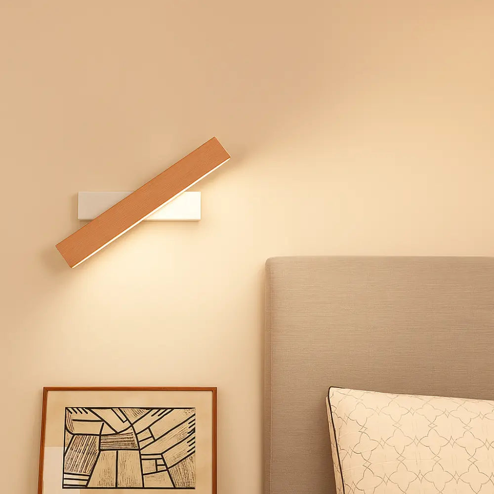 Drehbare LED Wandleuchte aus Holz im skandinavischen Minimal-Design – Ansicht 10