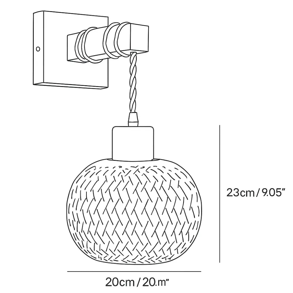 Rattankugel Wandleuchte handgeflochten Boho Skandi Interior – Ansicht 8