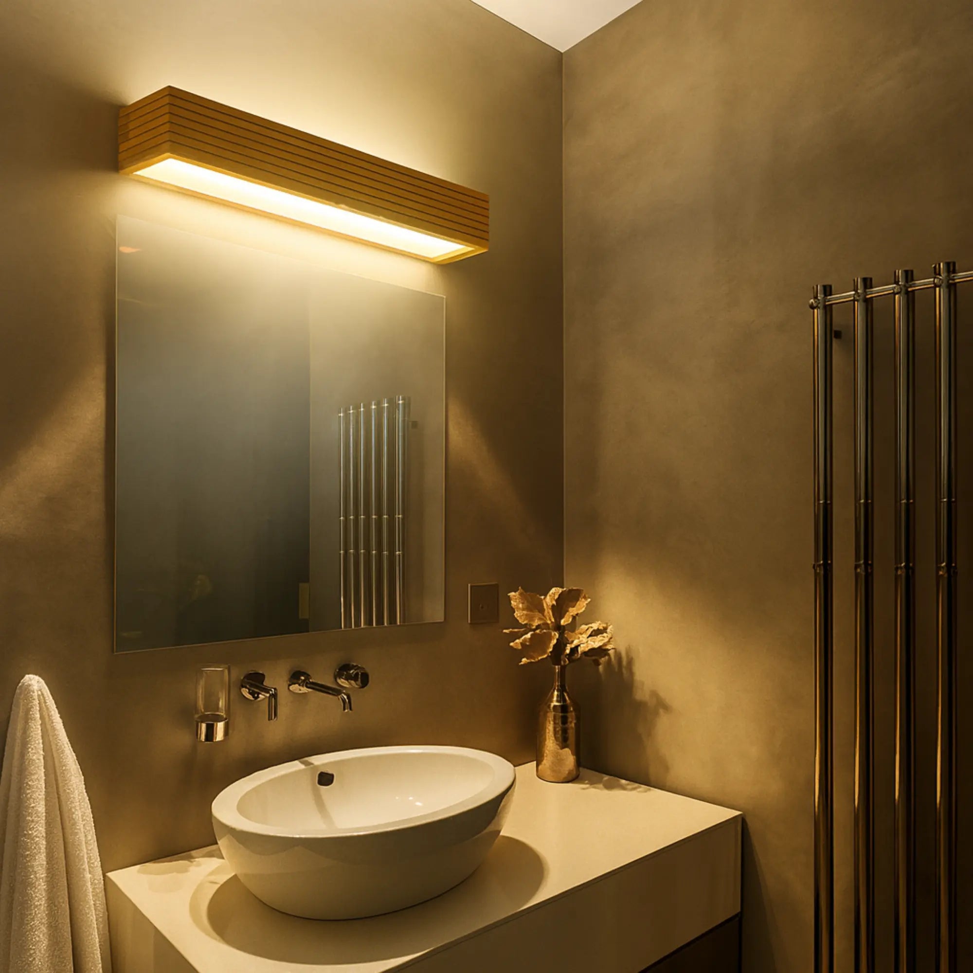 Massivholz Wandleuchte LED im nordischen Bad Design – Ansicht 5