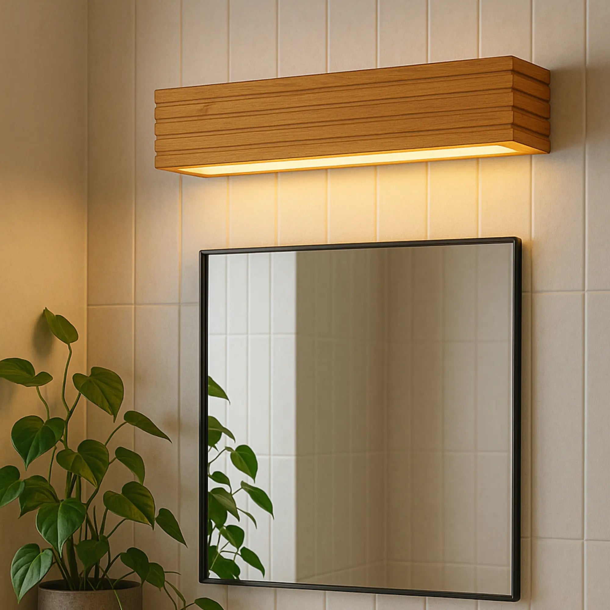 Massivholz Wandleuchte LED im nordischen Bad Design – Ansicht 6