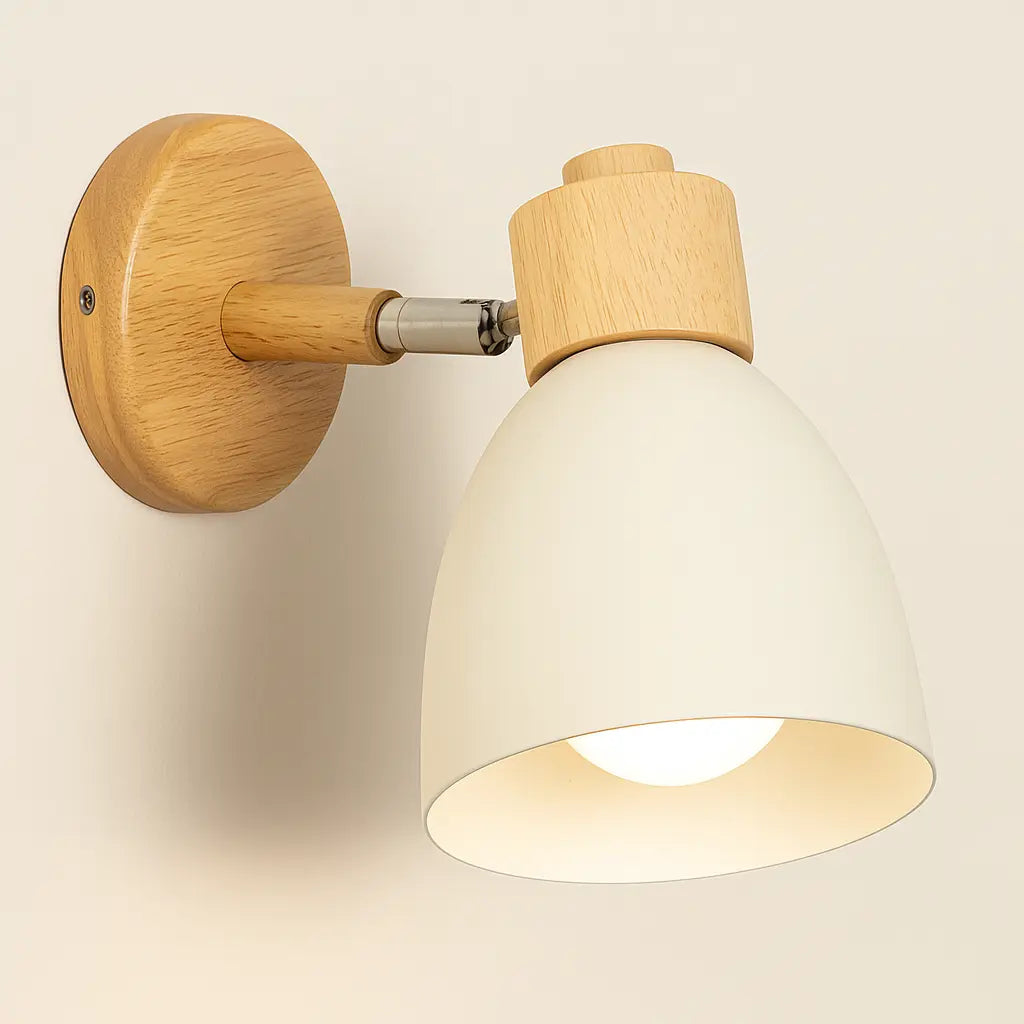 Moderne Wandleuchte aus Holz und Metall im nordischen Design – Ansicht 4