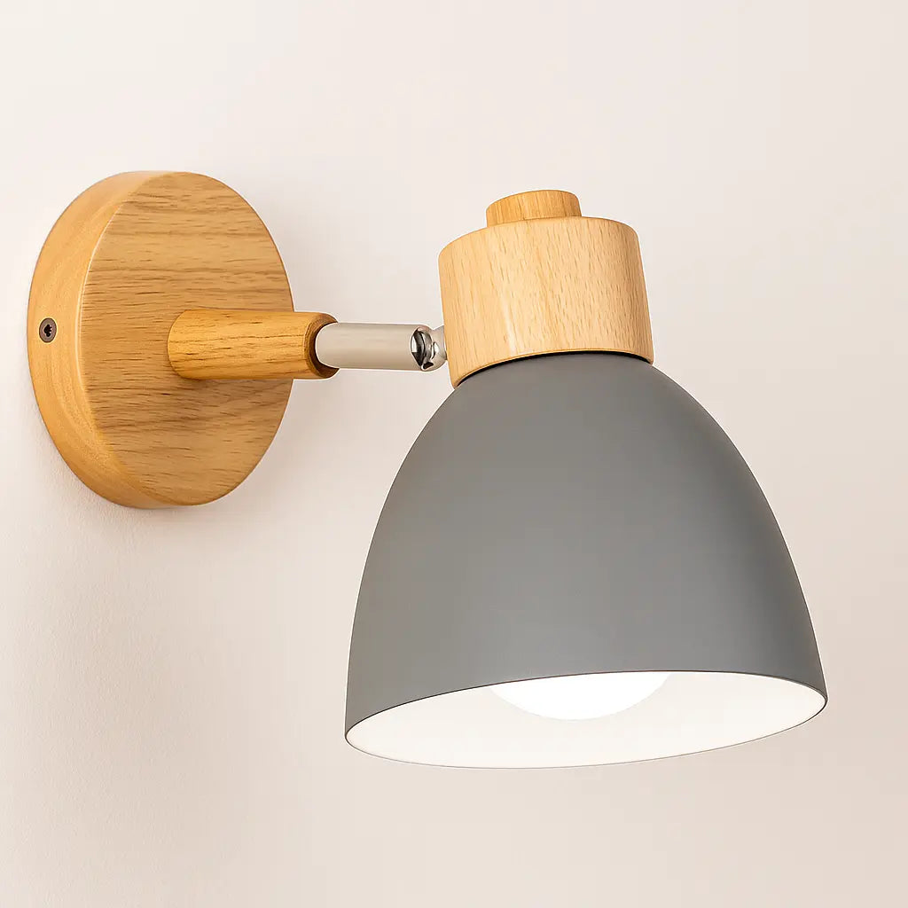 Moderne Wandleuchte aus Holz und Metall im nordischen Design – Ansicht 6
