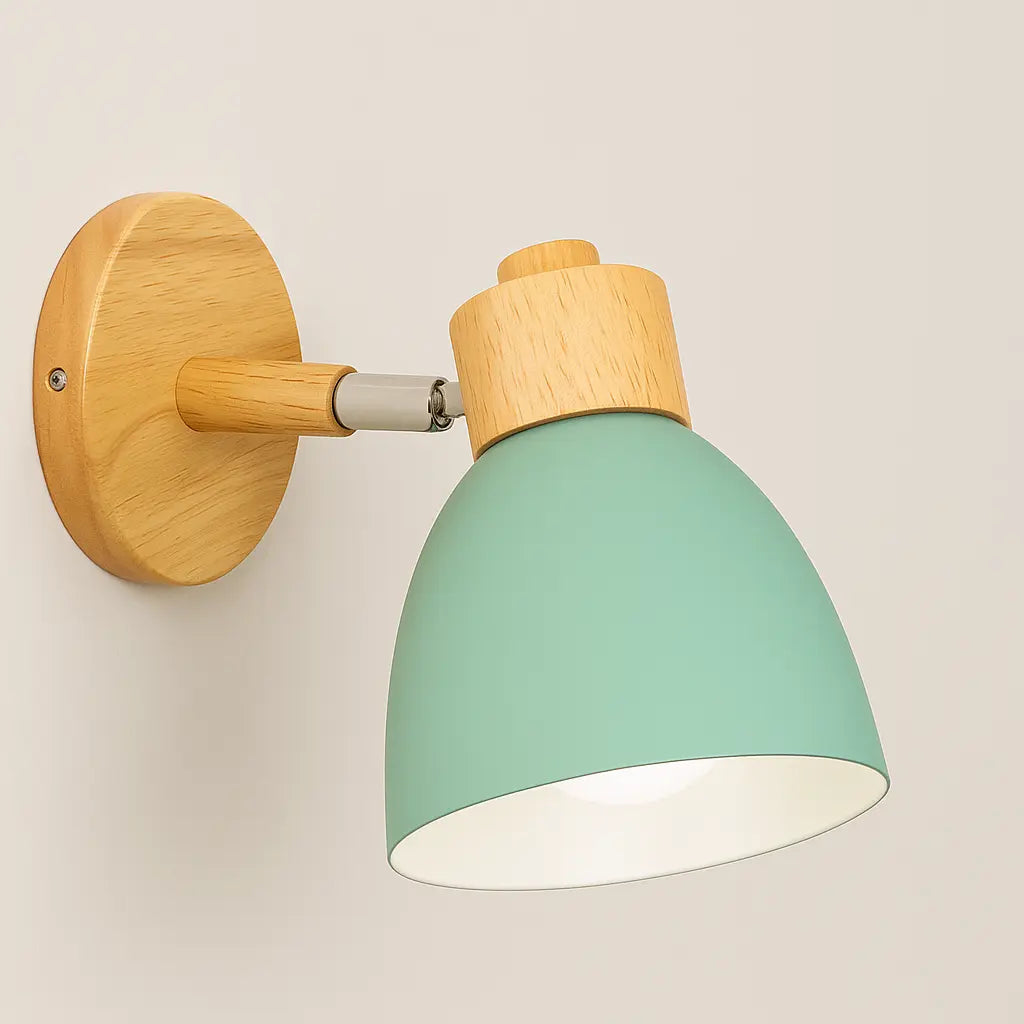 Moderne Wandleuchte aus Holz und Metall im nordischen Design – Ansicht 7