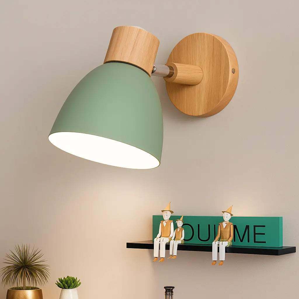 Moderne Wandleuchte aus Holz und Metall im nordischen Design – Ansicht 10