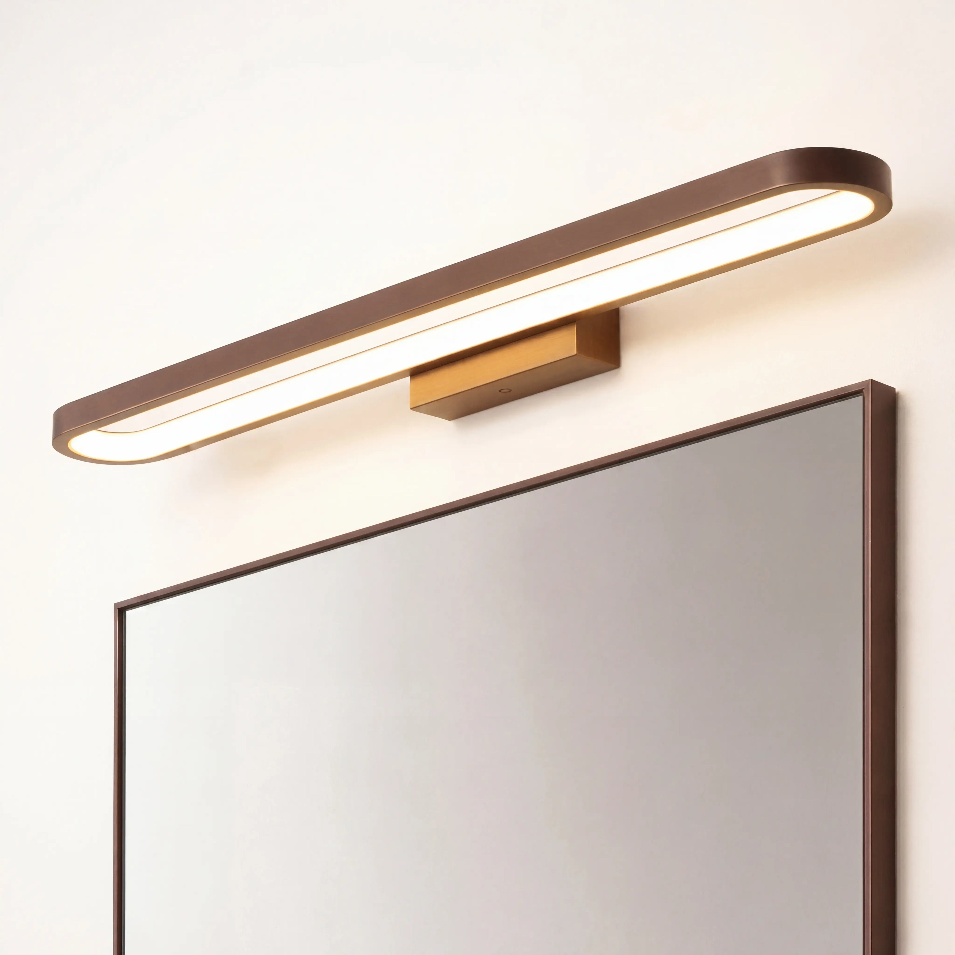 Schlanke braune Bad Wandleuchte LED als Design Spiegelleuchte – Ansicht 2