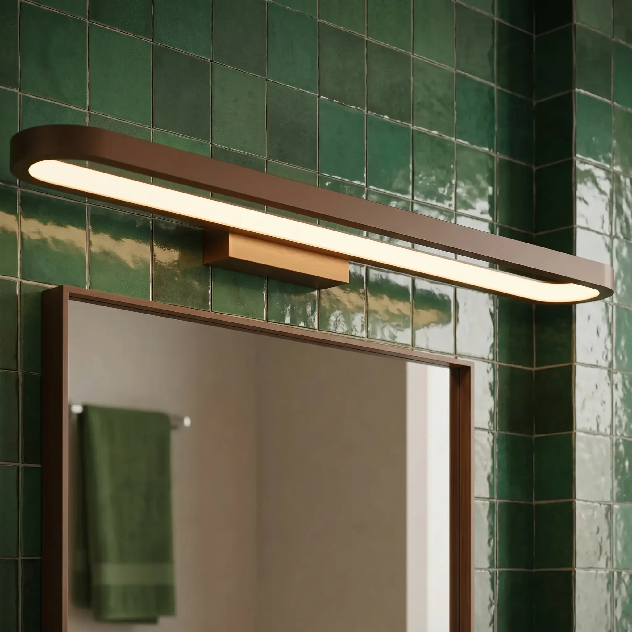 Schlanke braune Bad Wandleuchte LED als Design Spiegelleuchte – Ansicht 4