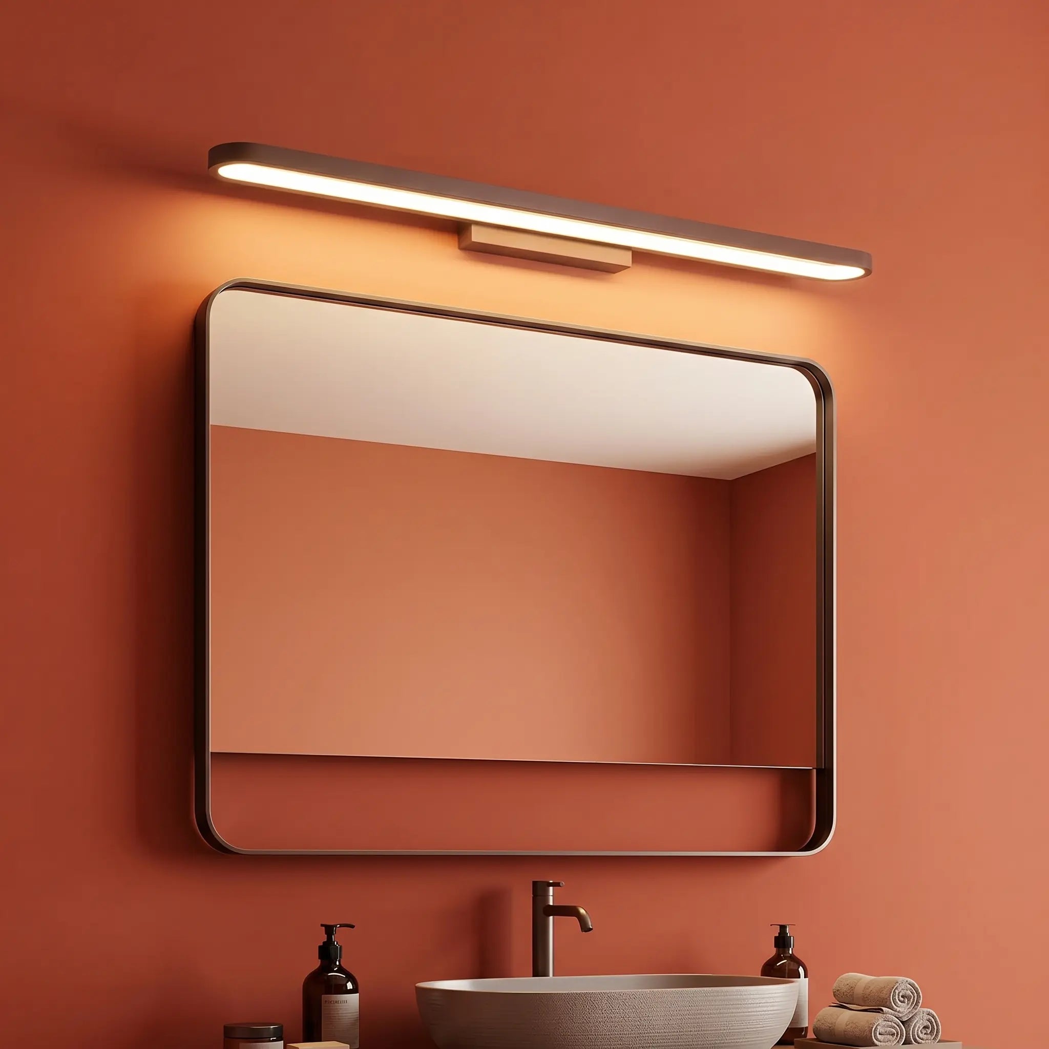 Schlanke braune Bad Wandleuchte LED als Design Spiegelleuchte – Ansicht 5