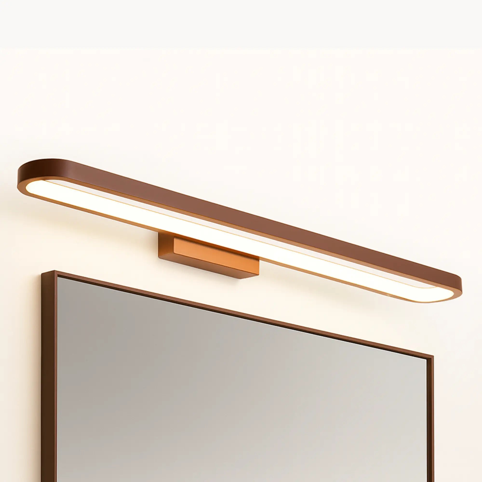 Schlanke braune Bad Wandleuchte LED als Design Spiegelleuchte
