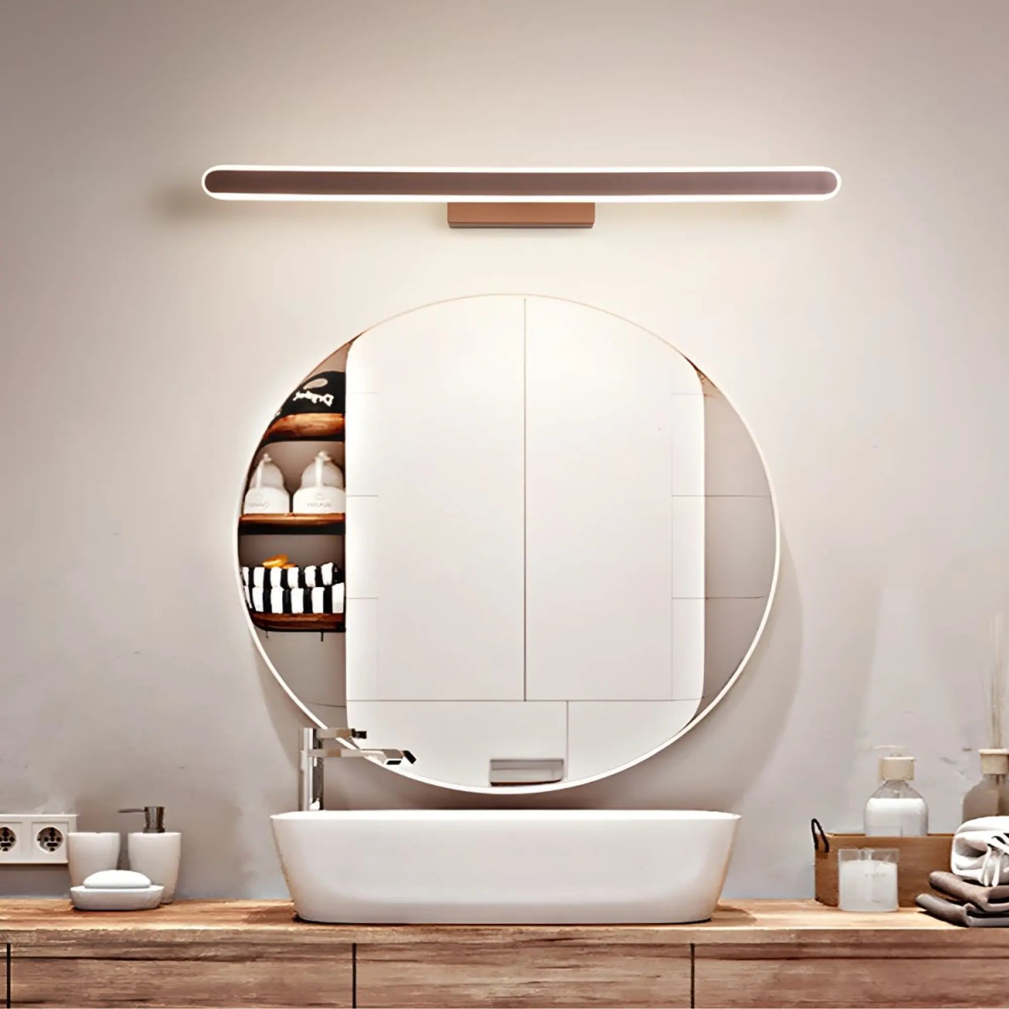 Braune Bad Wandleuchte LED für modernes Spiegeldesign – Ansicht 3