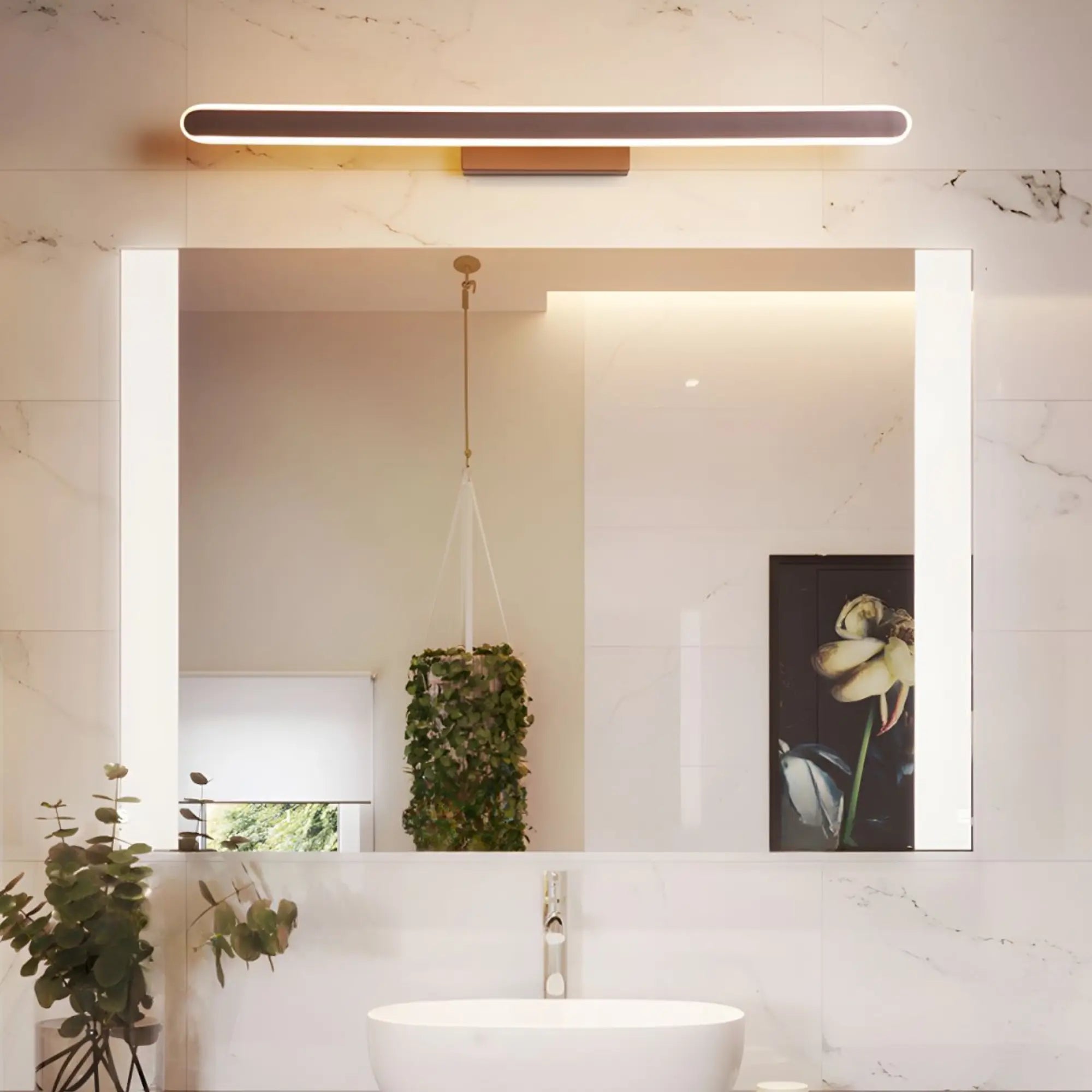 Braune Bad Wandleuchte LED für modernes Spiegeldesign – Ansicht 6