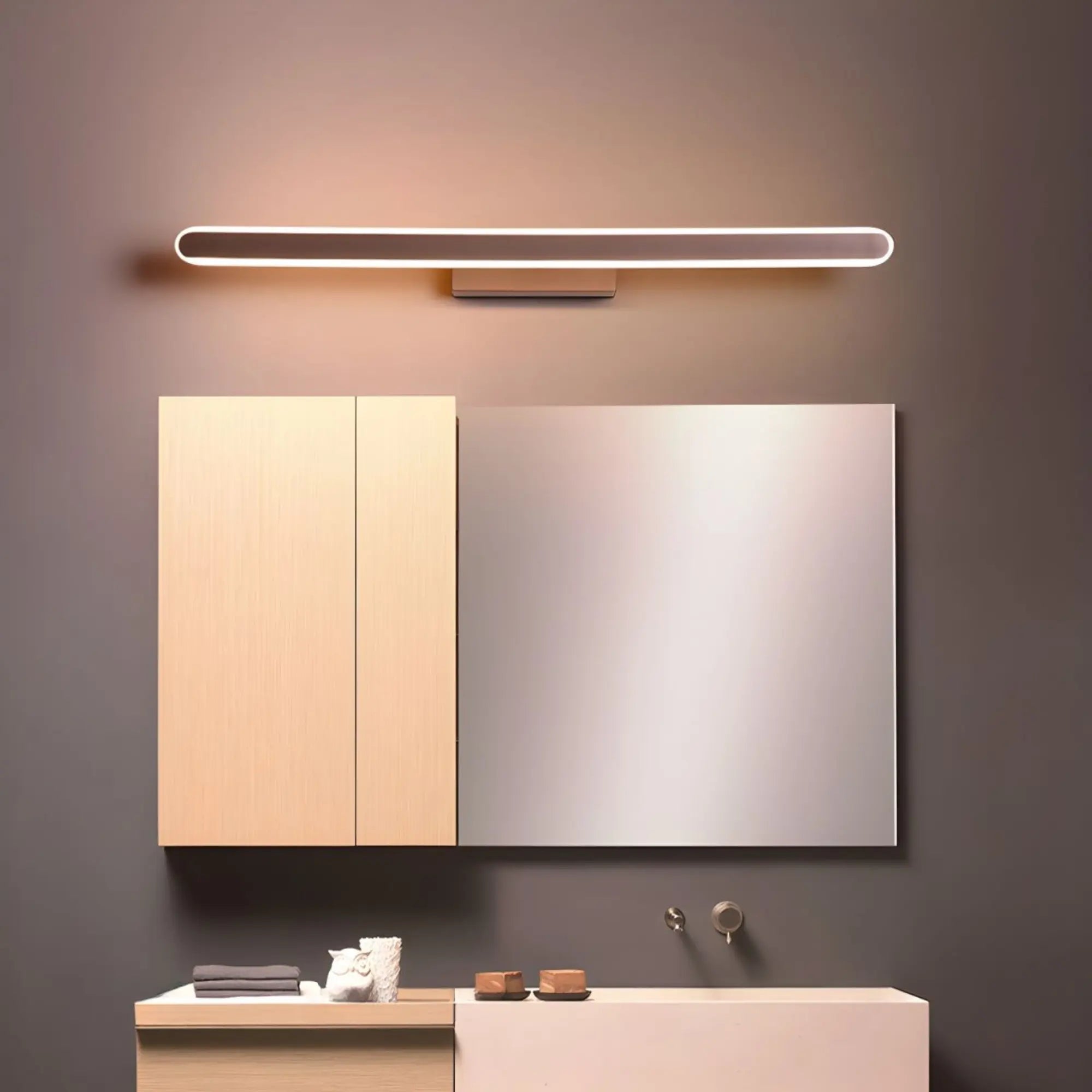 Braune Bad Wandleuchte LED für modernes Spiegeldesign – Ansicht 7