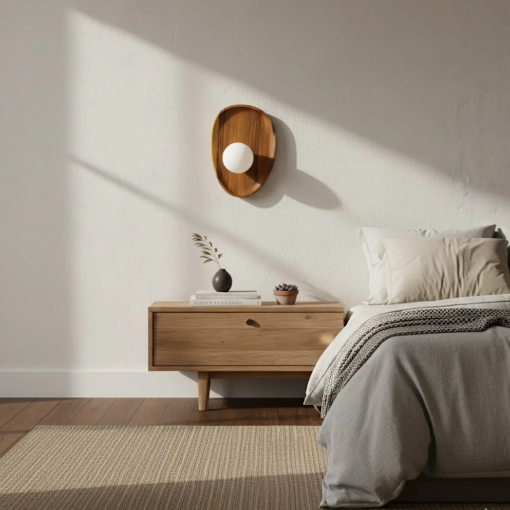 LED Wandleuchte aus Naturholz mit warmweißem Licht im modernen Design – Ansicht 12