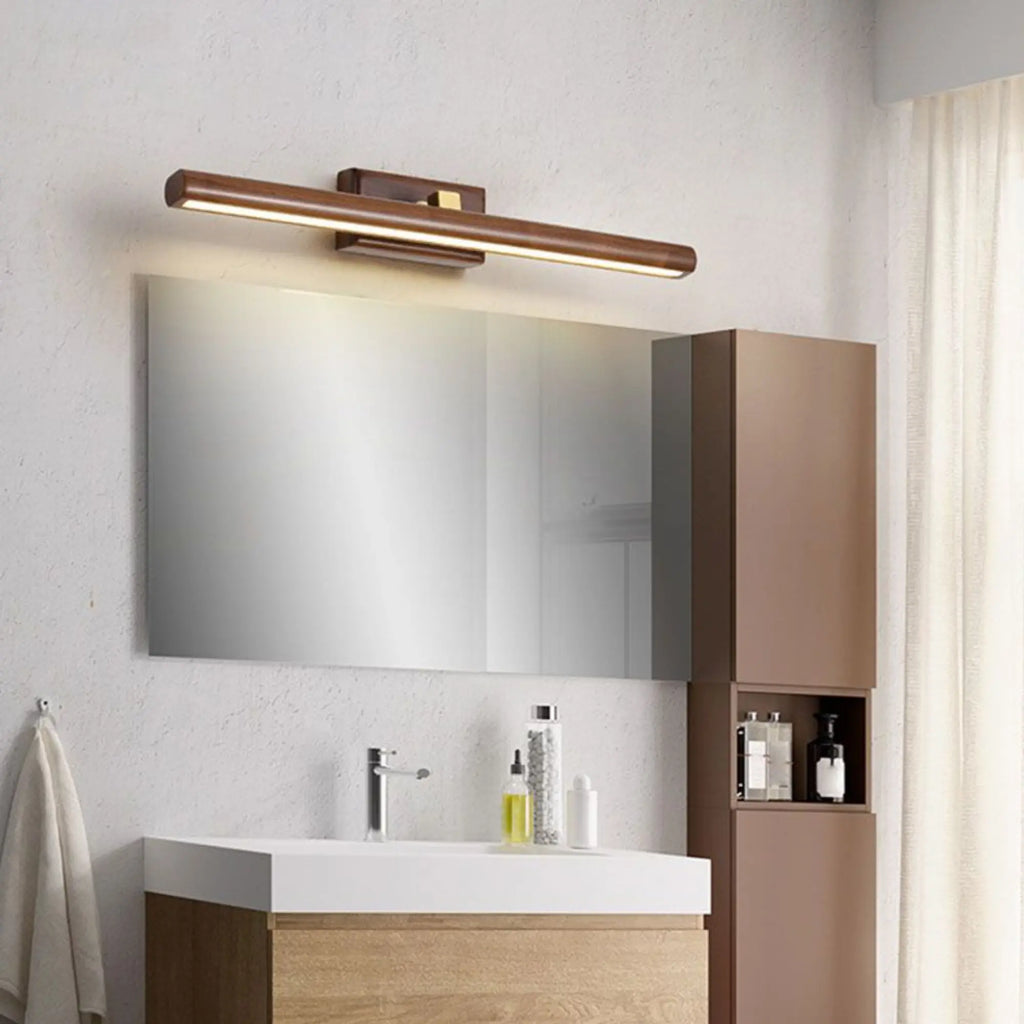 Drehbare LED Wandleuchte aus Holz warmweiß für Bad und Schlafzimmer – Ansicht 4