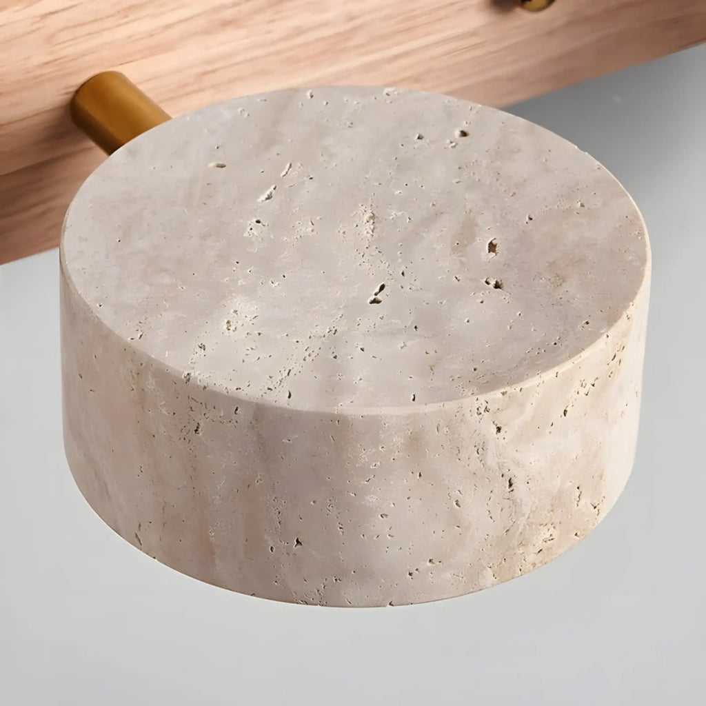 LED Wandleuchte fürs Bad aus Holz und Travertin im minimalistischen Design – Ansicht 12