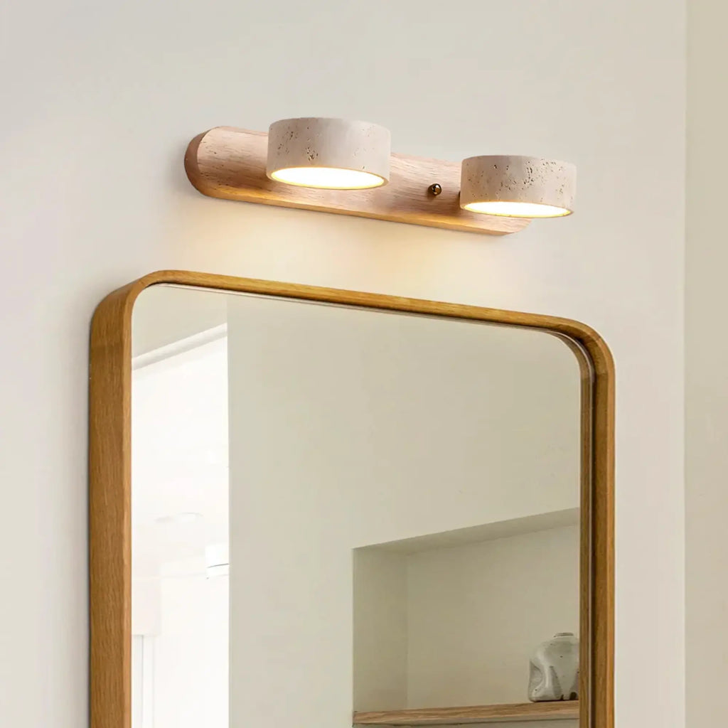 LED Wandleuchte fürs Bad aus Holz und Travertin im minimalistischen Design – Ansicht 14