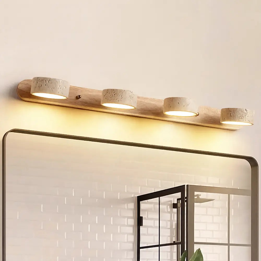 LED Wandleuchte fürs Bad aus Holz und Travertin im minimalistischen Design – Ansicht 5
