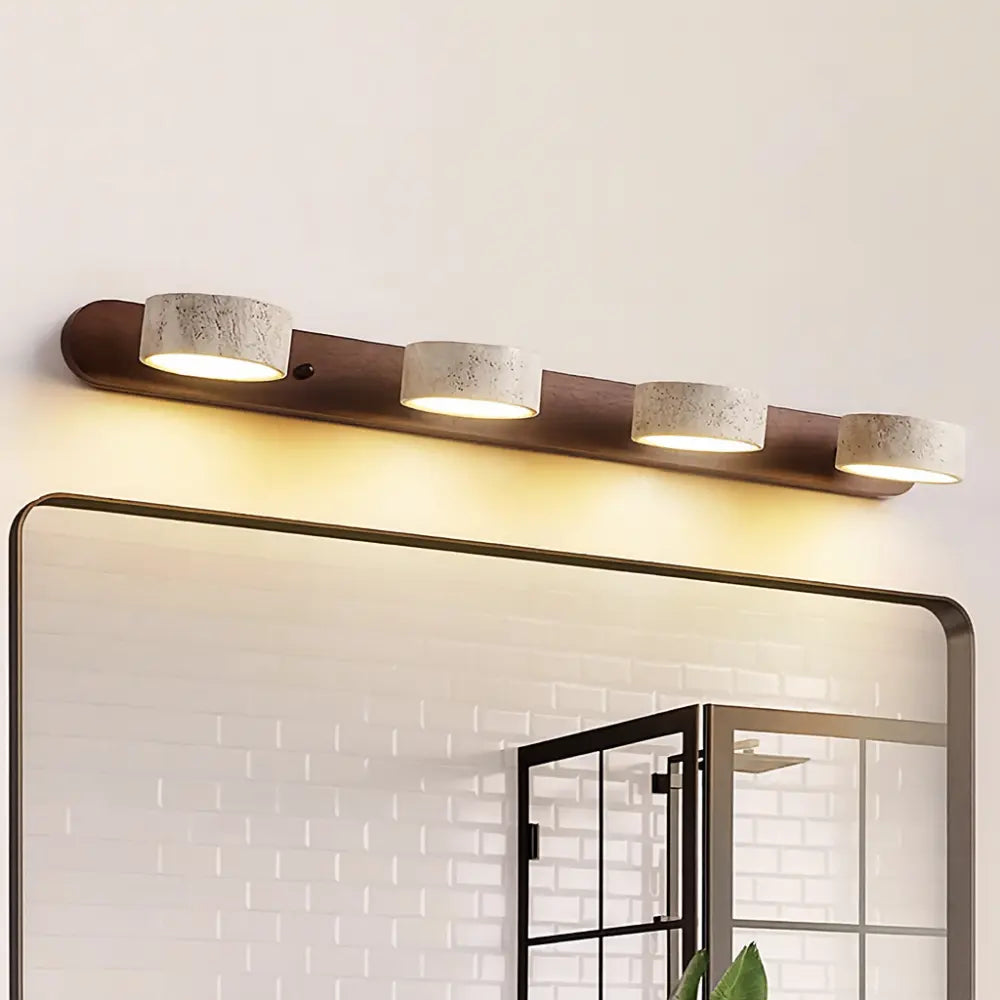 LED Wandleuchte fürs Bad aus Holz und Travertin im minimalistischen Design – Ansicht 6