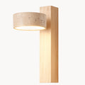 Japandi LED Wandleuchte aus hellem Holz und Travertin drehbar – Ansicht 3