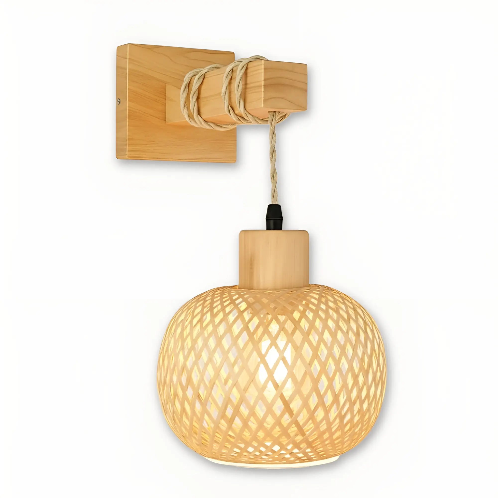 Rattankugel Wandleuchte handgeflochten Boho Skandi Interior