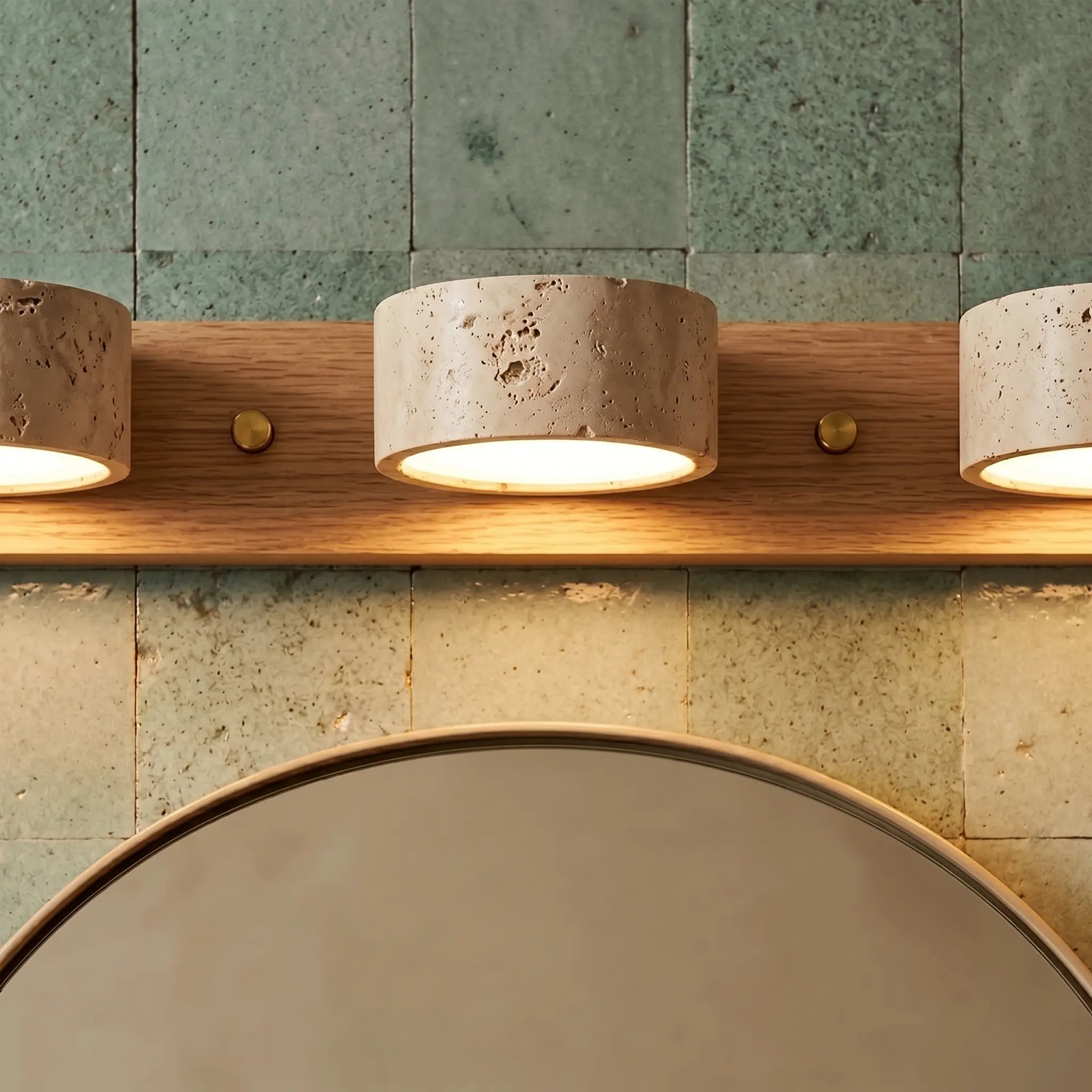 LED Wandleuchte fürs Bad aus Holz und Travertin im minimalistischen Design – Ansicht 8