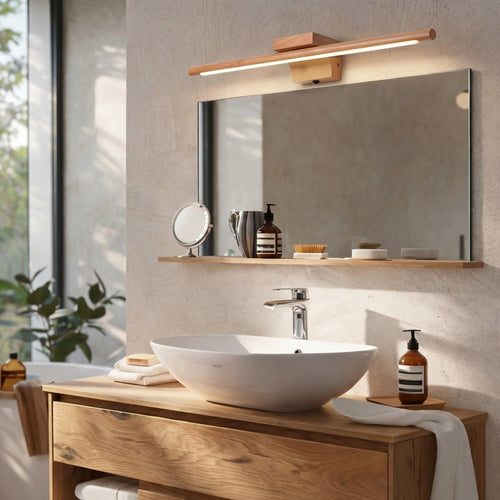 Bad Wandleuchte LED aus Holz für Spiegel im skandinavischen Design – Ansicht 2