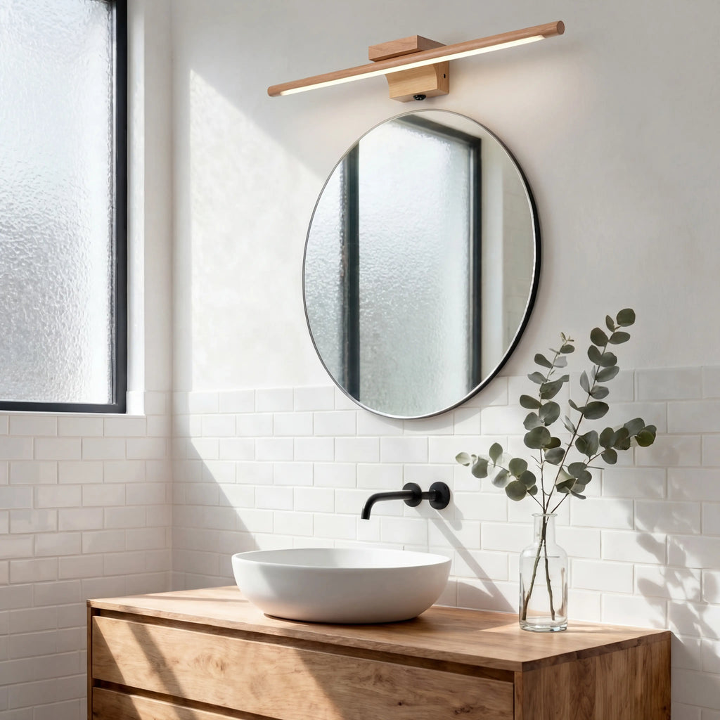 Bad Wandleuchte LED aus Holz für Spiegel im skandinavischen Design – Ansicht 4