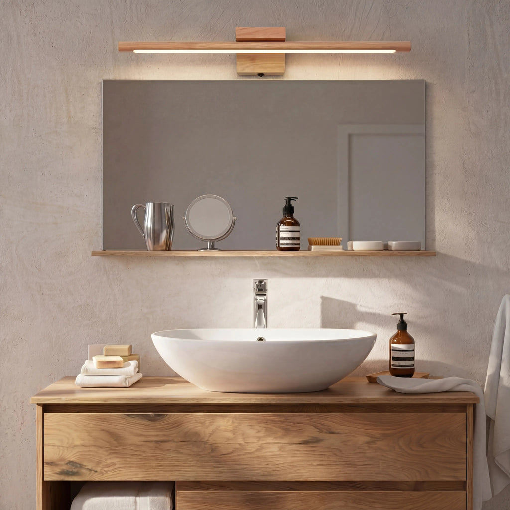 Bad Wandleuchte LED aus Holz für Spiegel im skandinavischen Design – Ansicht 3