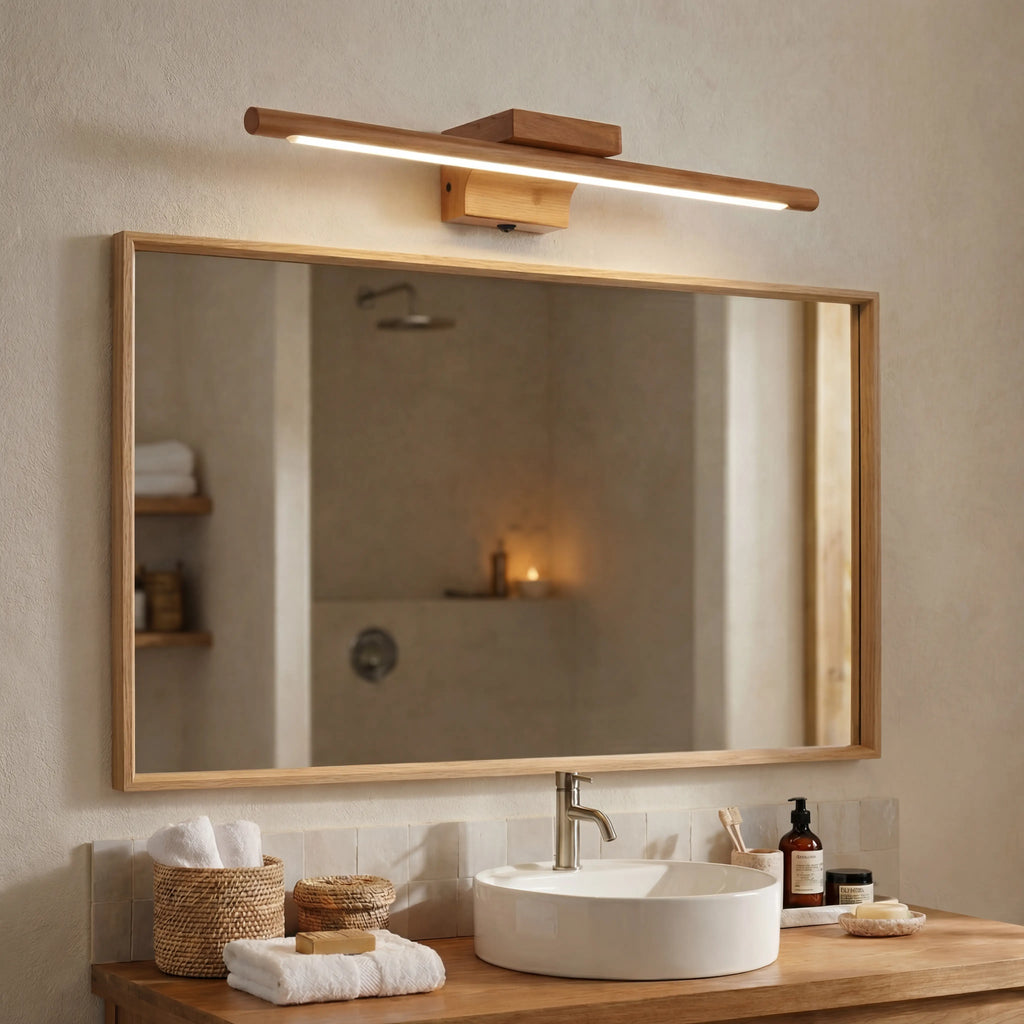 Bad Wandleuchte LED aus Holz für Spiegel im skandinavischen Design – Ansicht 6