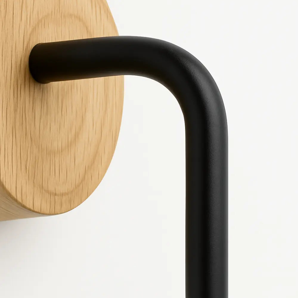 Design Wandleuchte aus Holz mit schwarzem Metallarm im Loft Style – Ansicht 4